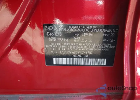 2019 Hyundai Sonata Se из США, поврежденный, VIN 5NPE24AF2KH764707